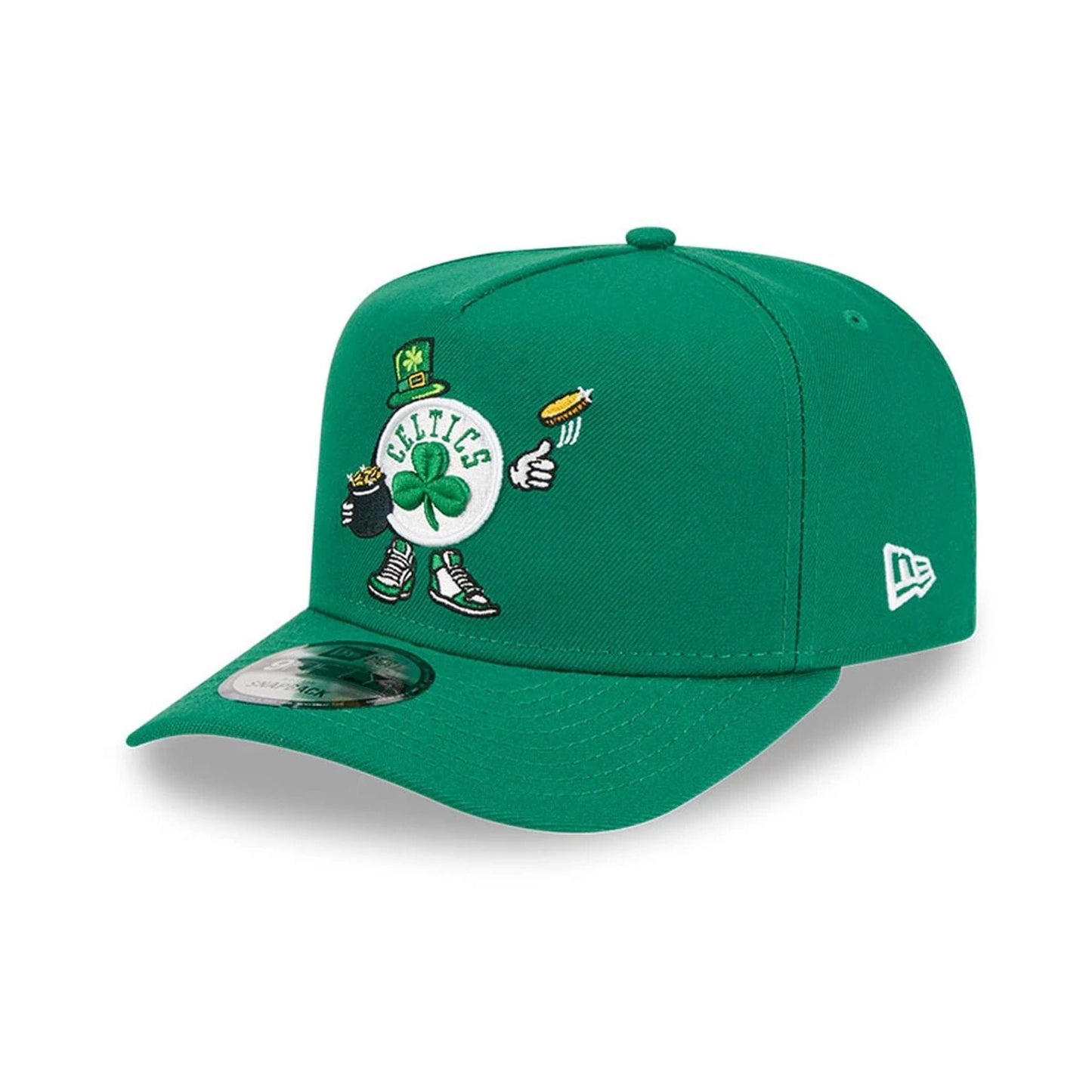 Pictured is this NBA Cartoon Boston Celtics 9FIFTY A-Frame Snapback cap in green. 1