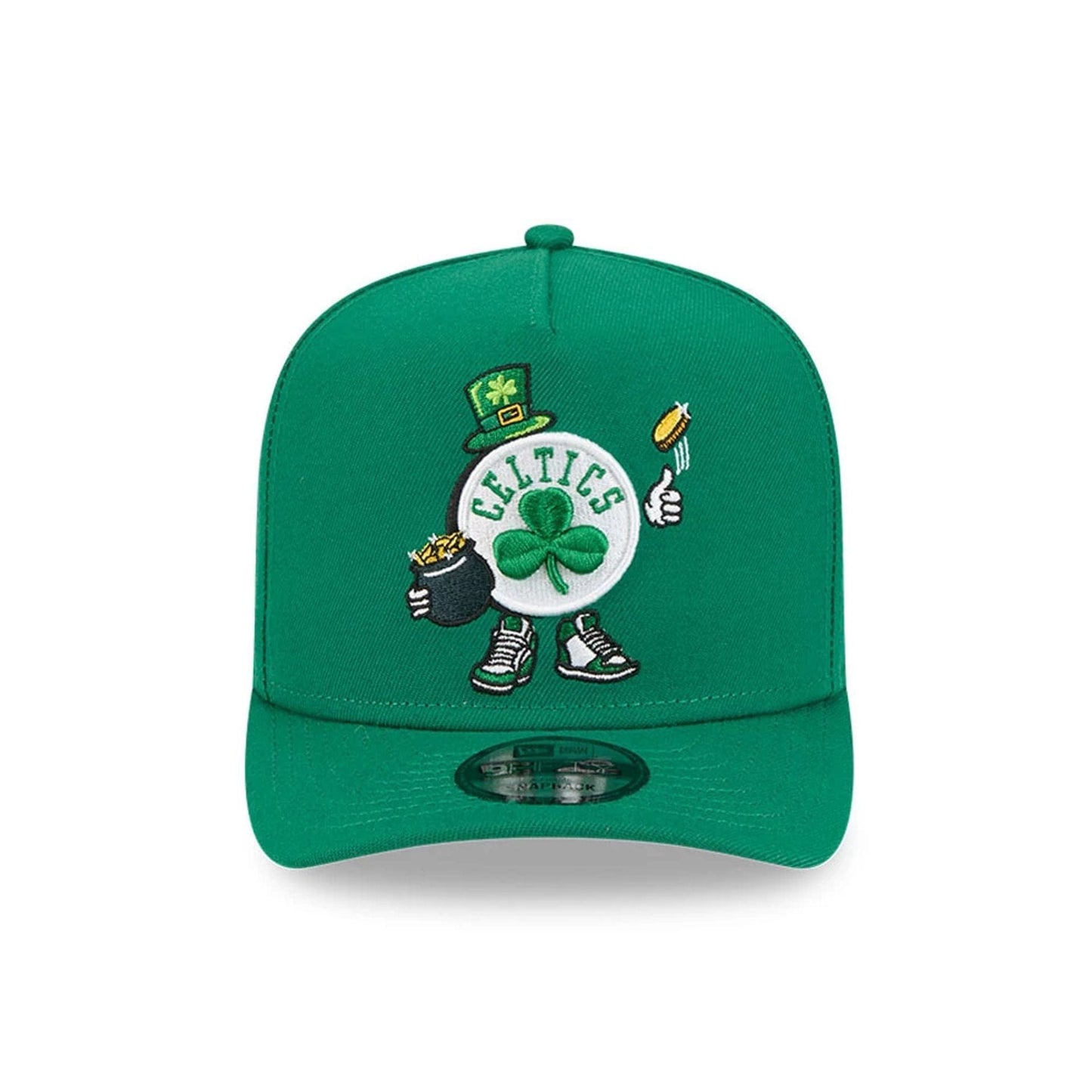 Pictured is this NBA Cartoon Boston Celtics 9FIFTY A-Frame Snapback cap in green. 3