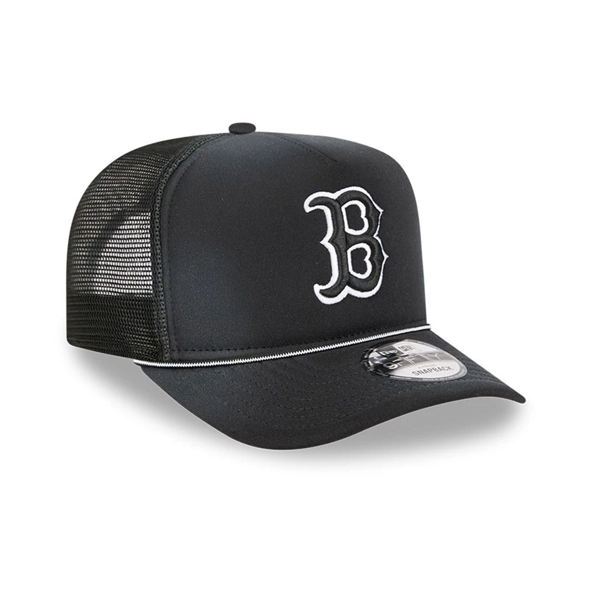 Pictured is this MLB Washed Boston Red Sox 9FIFTY A-Frame Trucker cap in black. 4