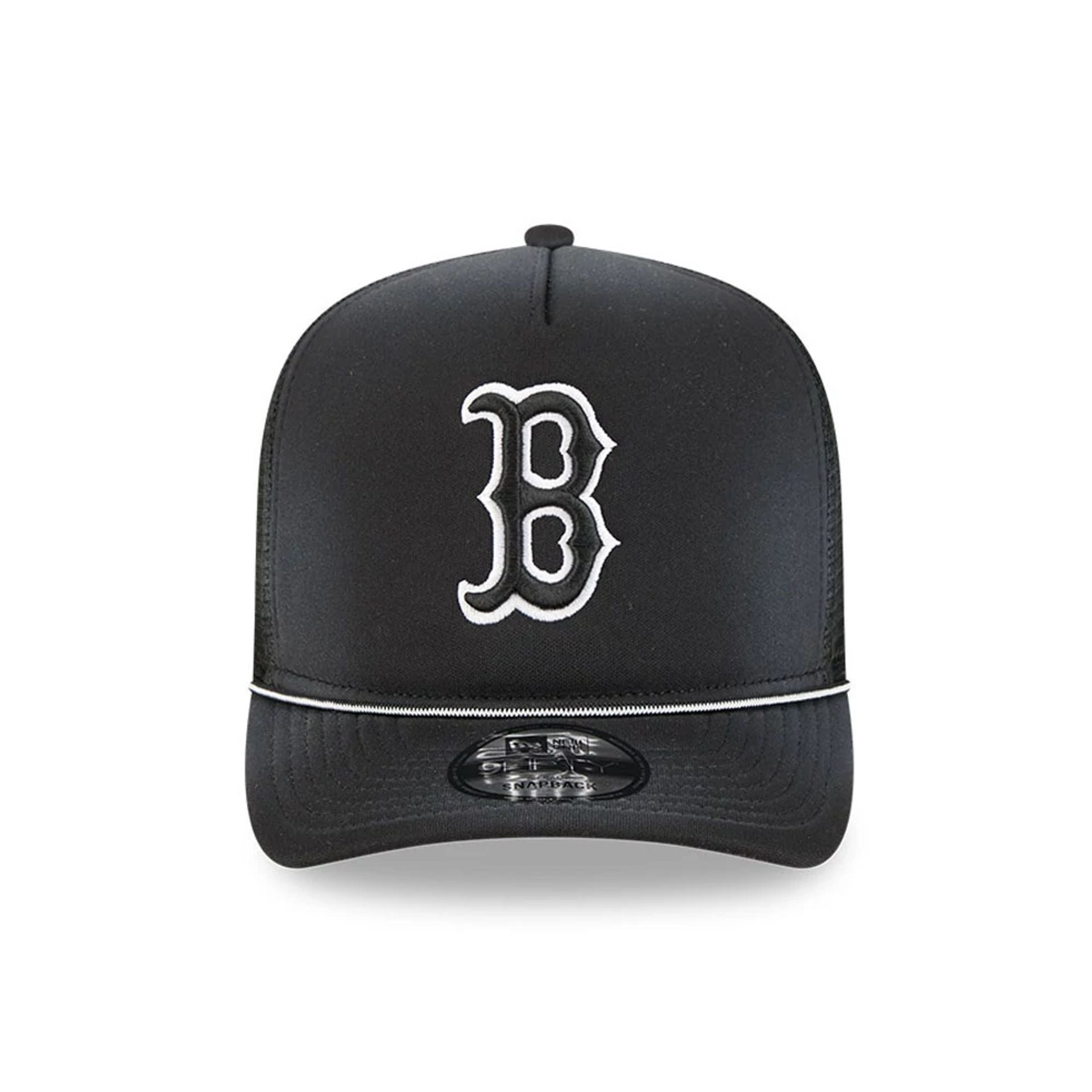 Pictured is this MLB Washed Boston Red Sox 9FIFTY A-Frame Trucker cap in black. 3