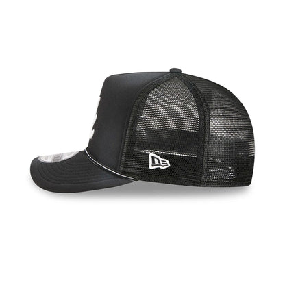Pictured is this MLB Washed Atlanta Braves 9FIFTY A-Frame Trucker cap in black. 5
