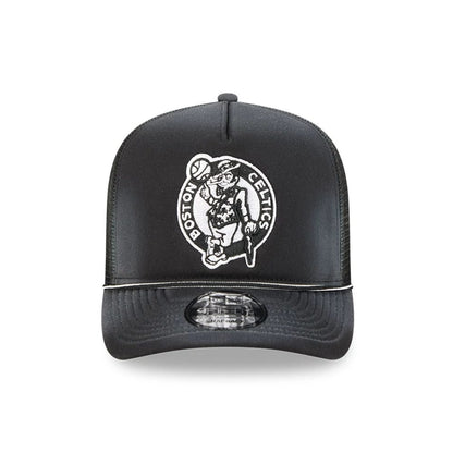Pictured is this NBA Washed Boston Celtics 9FIFTY A-Frame Trucker cap in black. 3