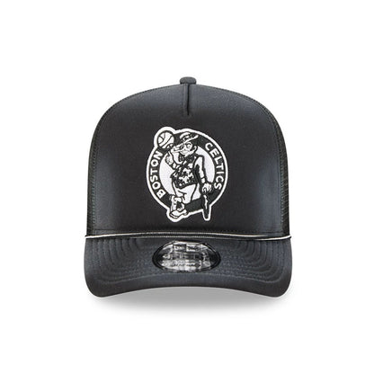 Pictured is this NBA Washed Boston Celtics 9FIFTY A-Frame Trucker cap in black. 3