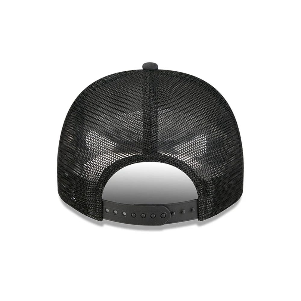 Pictured is this NBA Washed Boston Celtics 9FIFTY A-Frame Trucker cap in black. 7