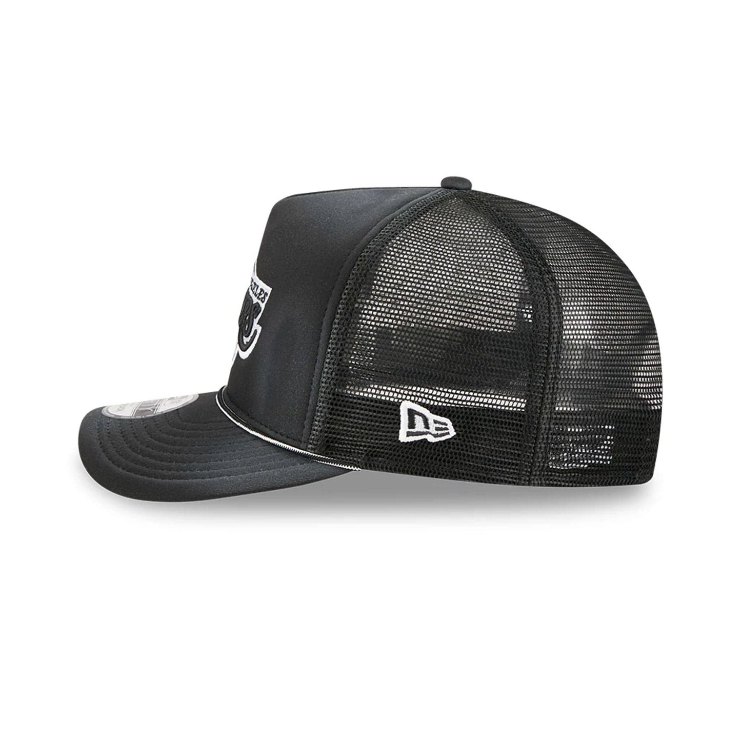 Pictured is this NBA Washed LA Lakers 9FIFTY A-Frame Trucker cap in black. 5