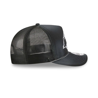 Pictured is this NBA Washed LA Lakers 9FIFTY A-Frame Trucker cap in black. 6