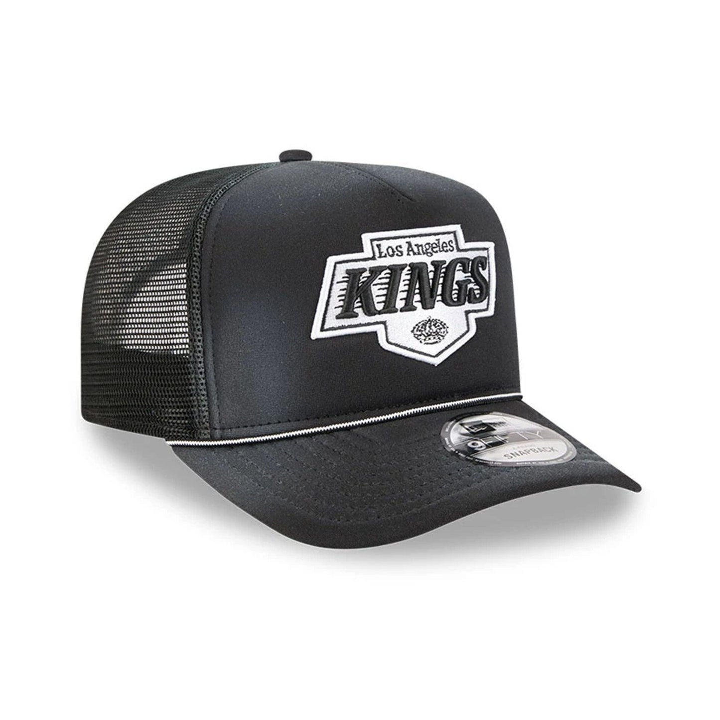 Pictured is this NHL Washed LA Kings 9FIFTY A-Frame Trucker cap in black. 4