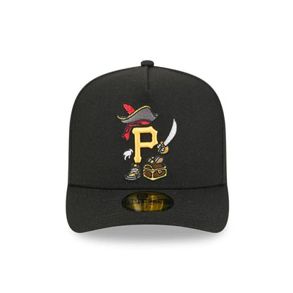 Pictured is this MLB Cartoon Pittsburgh Pirates 59FIFTY A-Frame Fitted cap in black. 3