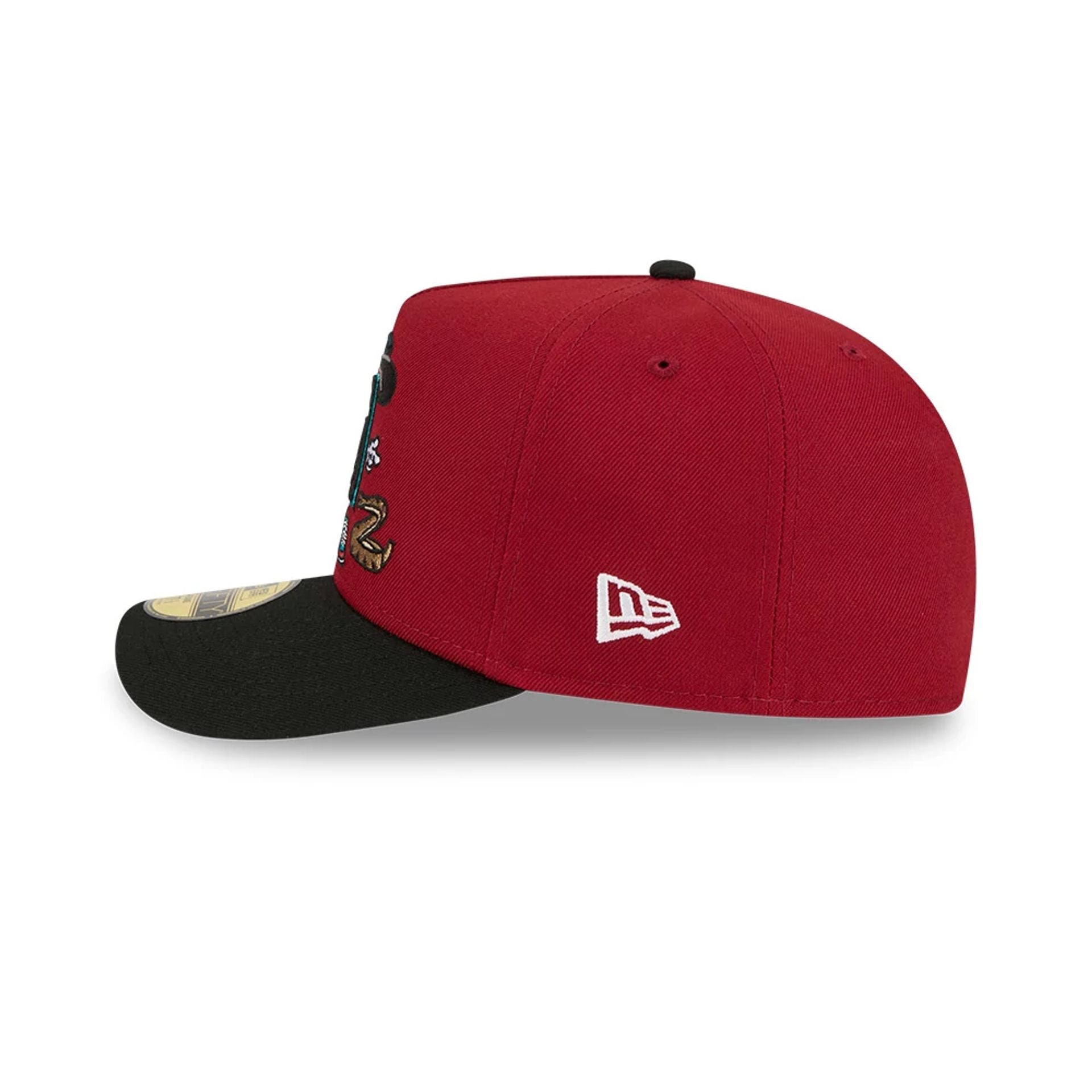 Pictured is this MLB Cartoon Arizona Diamondbacks 59FIFTY A-Frame Fitted cap in Dark Red. 6
