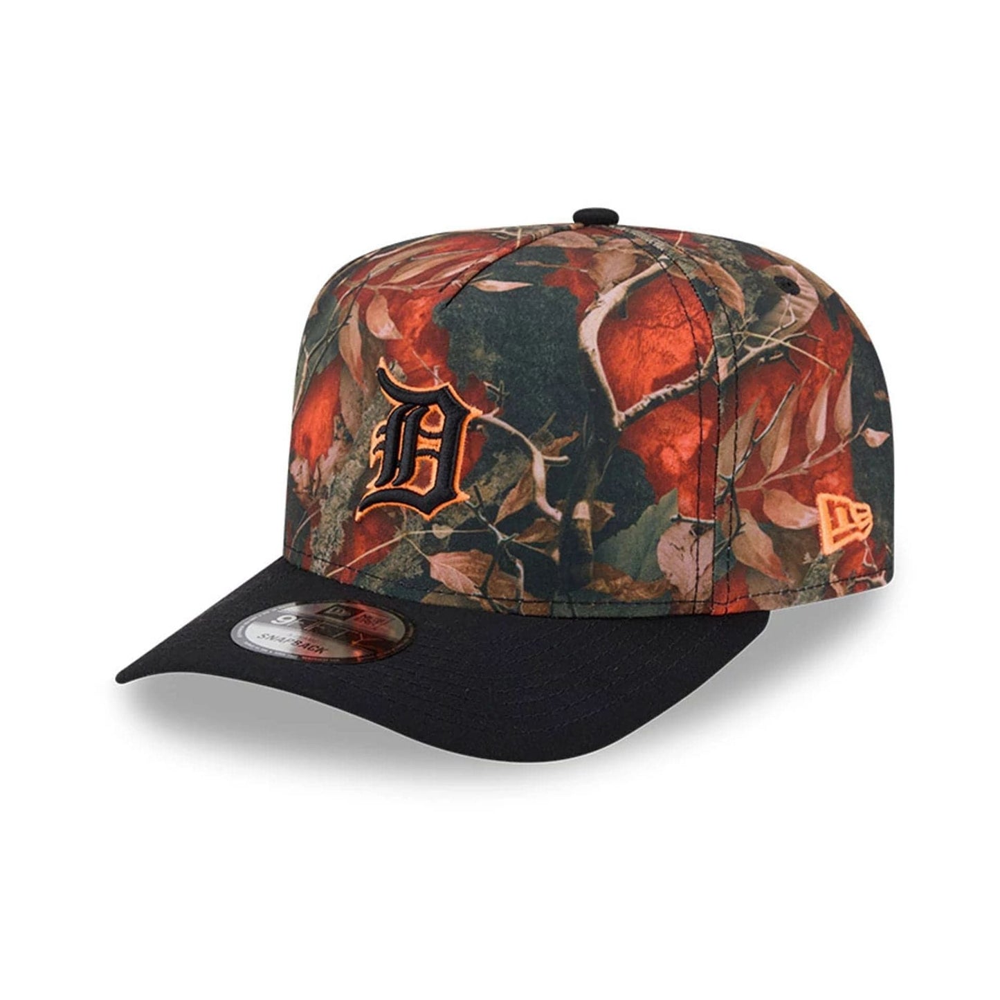 Pictured is this MLB Leaves Detroit Tigers 9FIFTY A-Frame Snapback cap in bright orange. 4