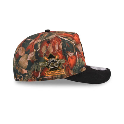 Pictured is this MLB Leaves New York Mets 9FIFTY A-Frame Snapback cap in bright orange. 5
