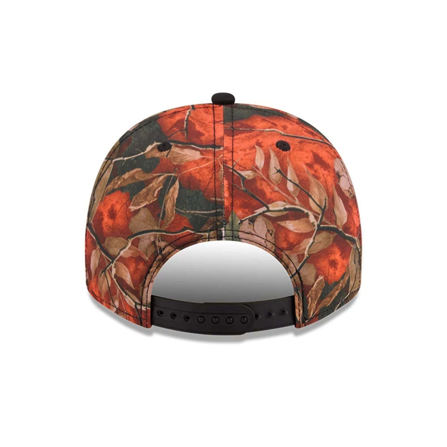 Pictured is this MLB Leaves New York Yankees 9FIFTY A-Frame Snapback cap in bright orange. 7