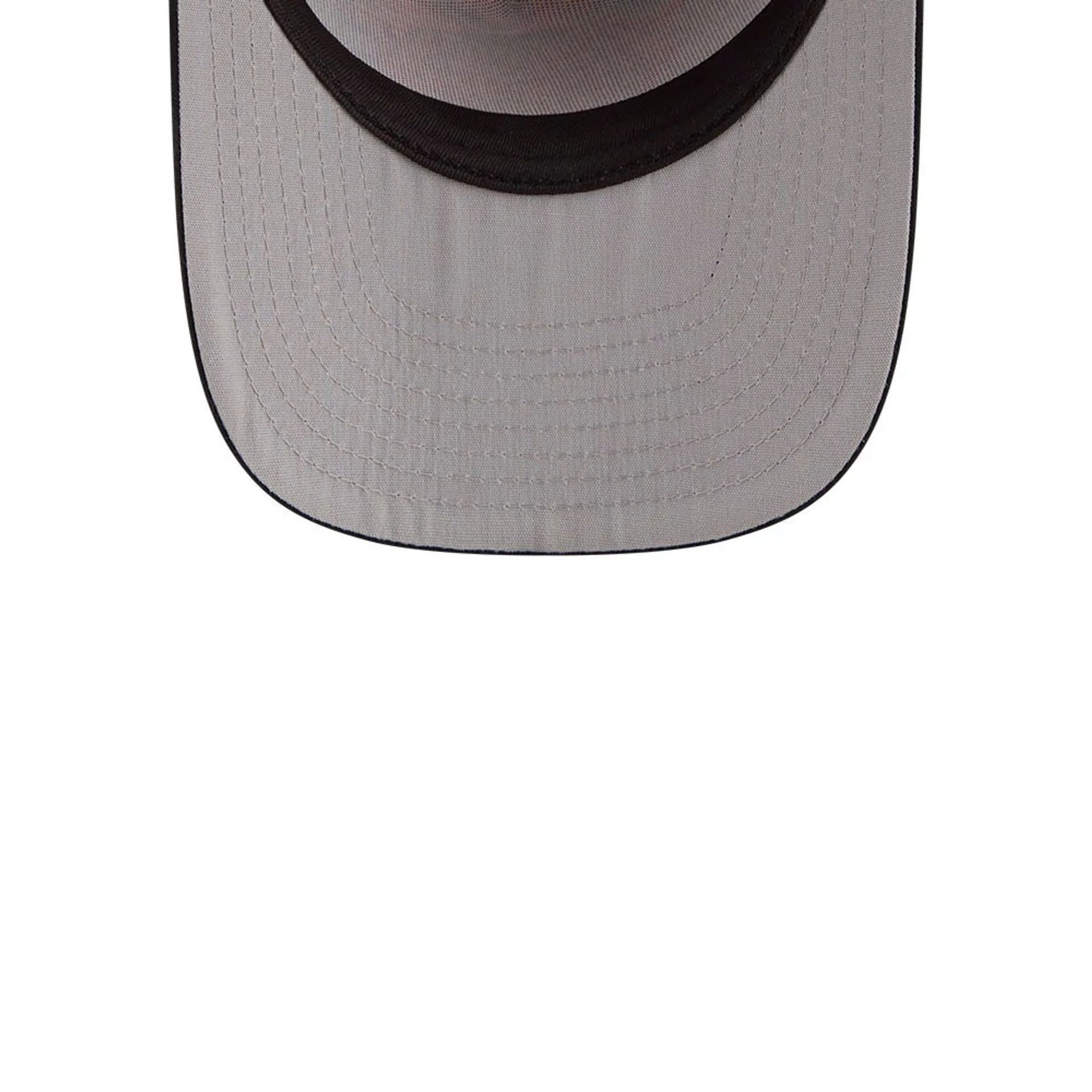 Pictured is this MLB Leaves New York Yankees 9FIFTY A-Frame Snapback cap in bright orange. 2
