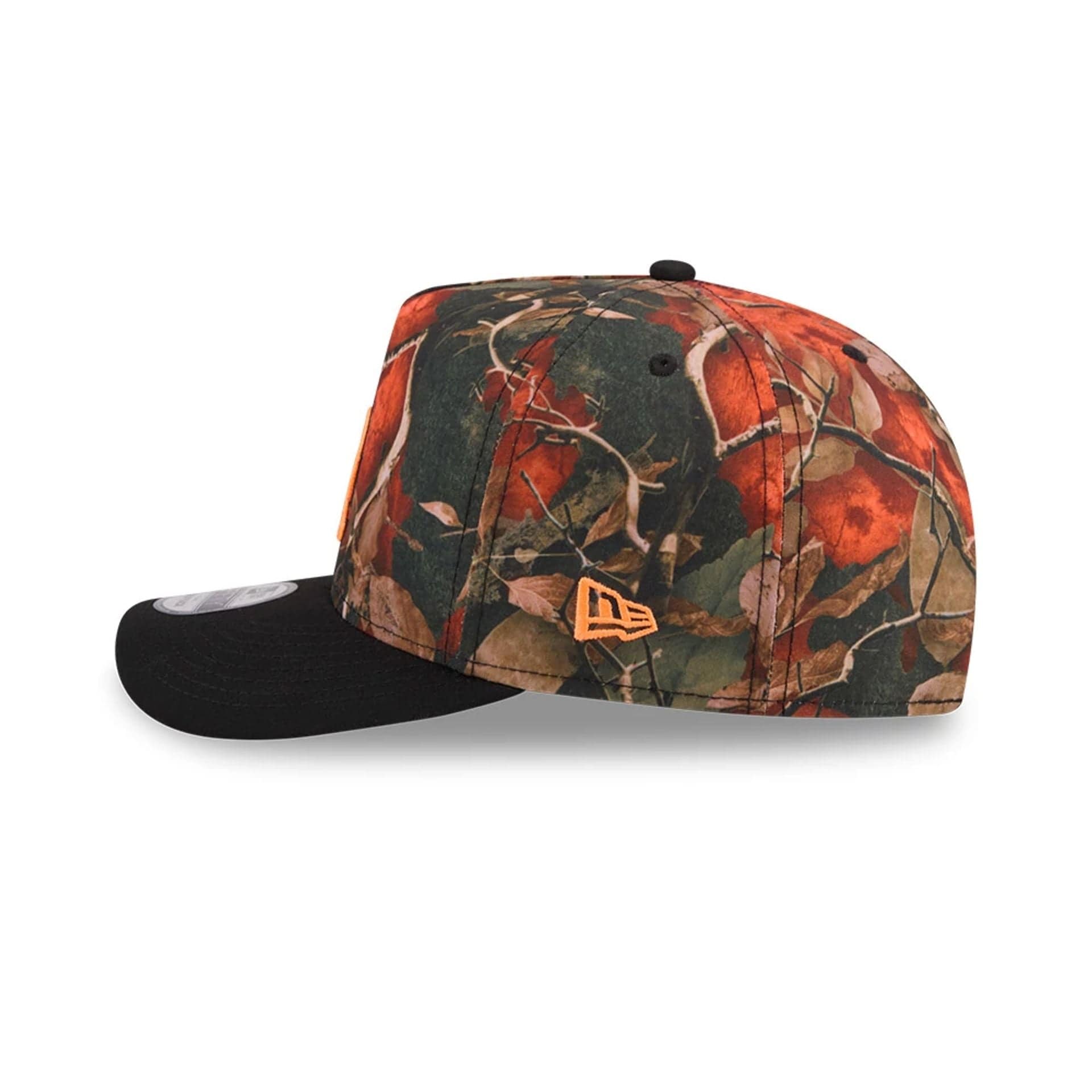 Pictured is this MLB Leaves LA Dodgers 9FIFTY A-Frame Snapback cap in bright orange. 5