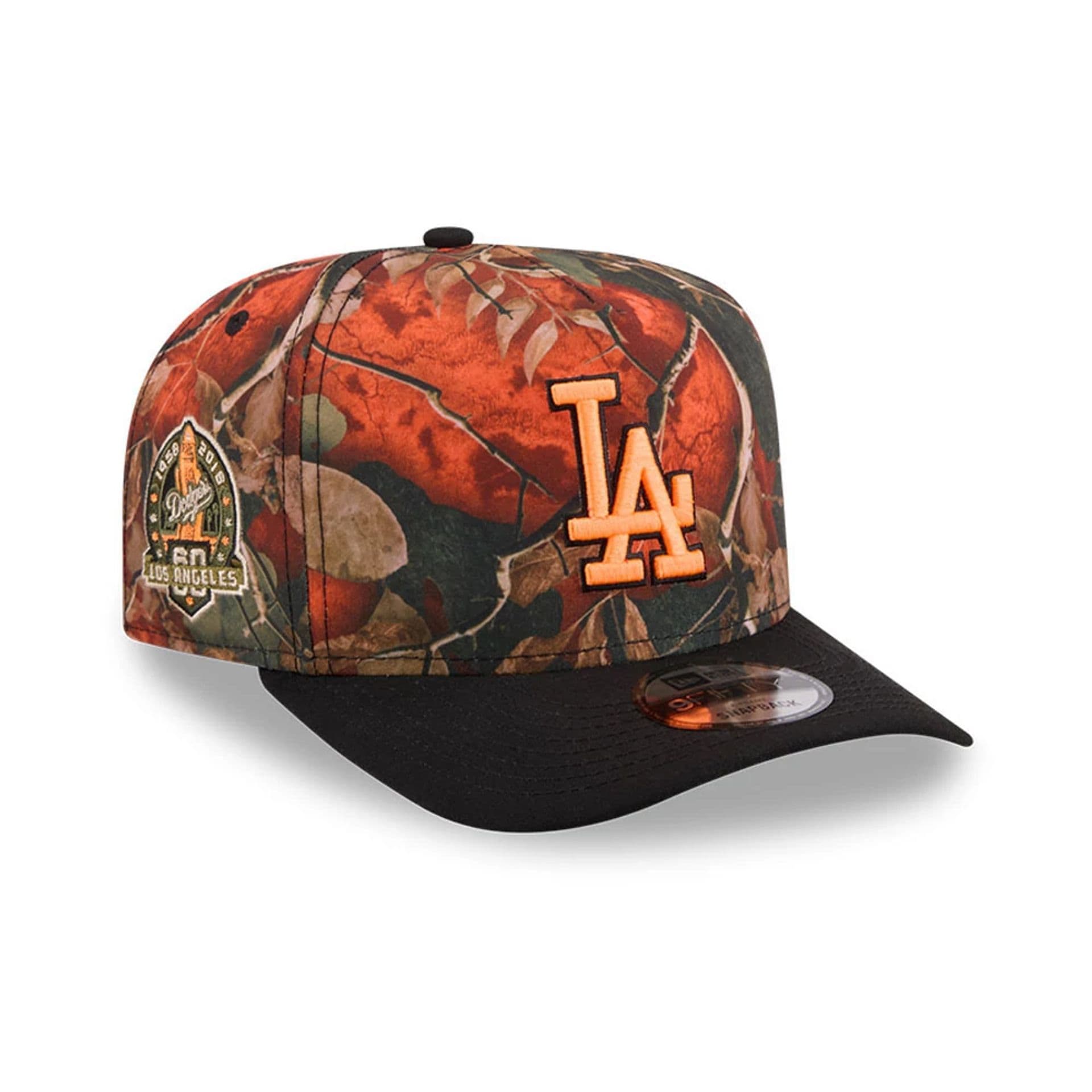 MLB Leaves LA Dodgers Bright Orange 9FIFTY A-Frame Snapback Cap