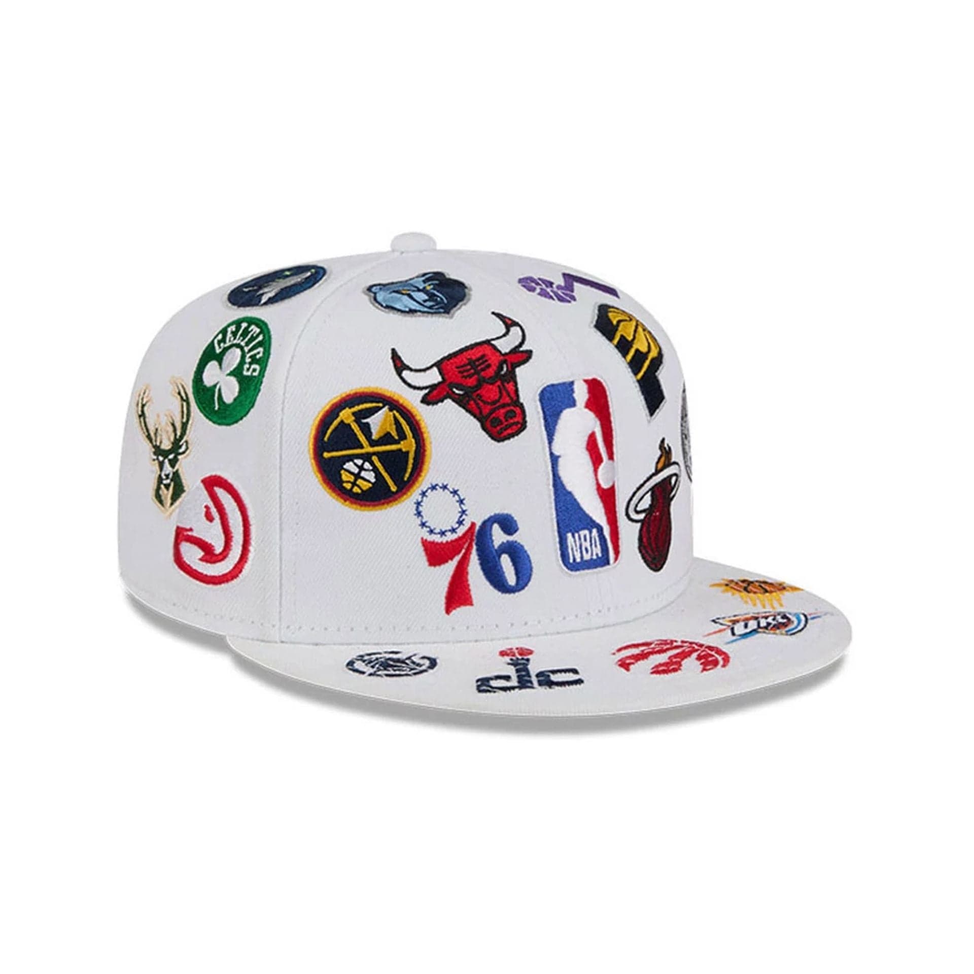 Pictured is this NBA All Over 59FIFTY Fitted cap in white. 4