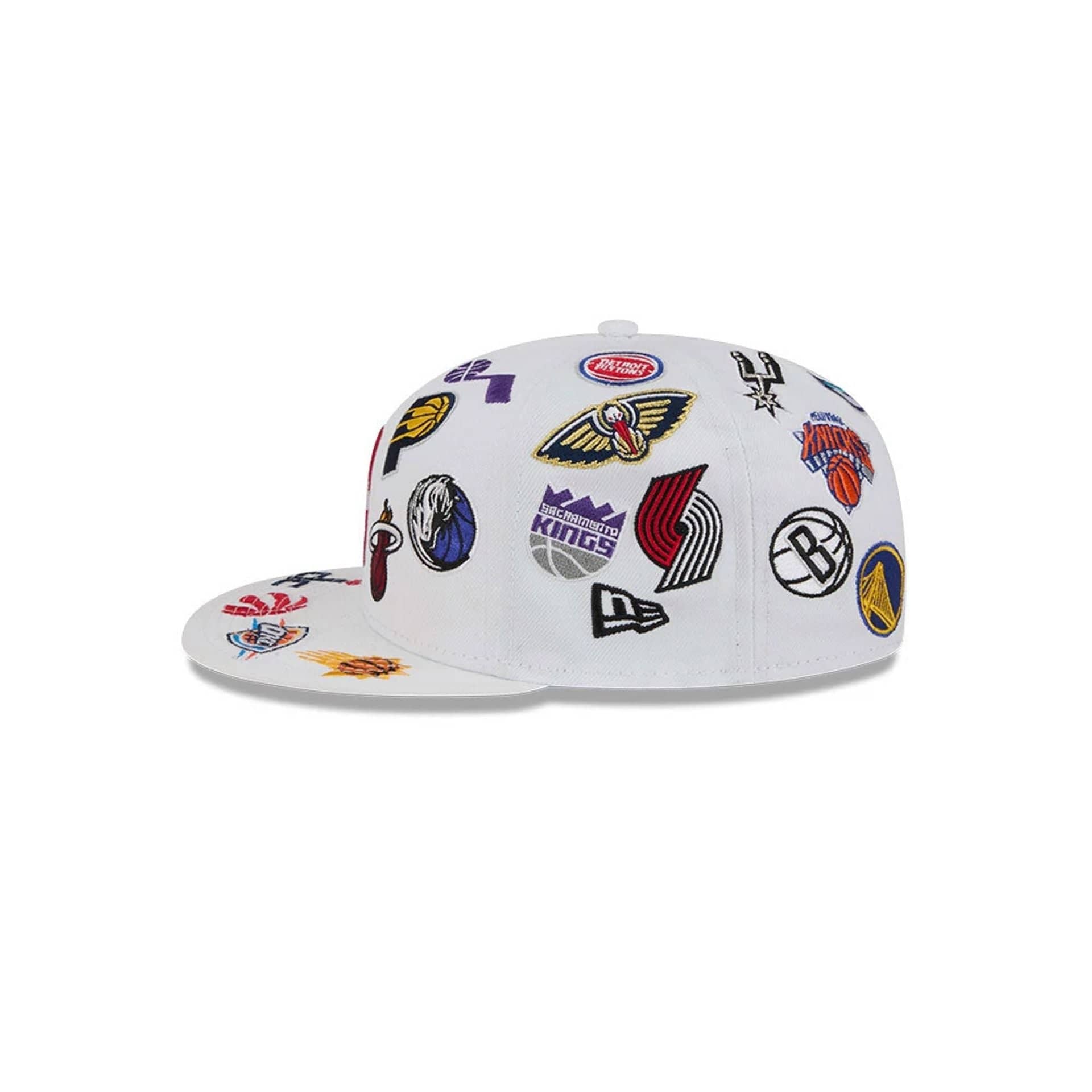 Pictured is this NBA All Over 59FIFTY Fitted cap in white. 5