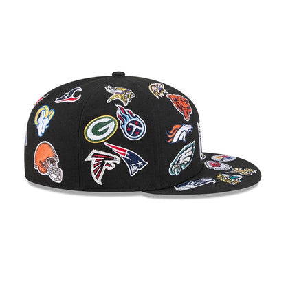 Pictured is this NFL All Over 59FIFTY Fitted cap in black. 6