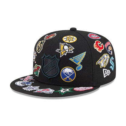 Pictured is this NHL All Over 59FIFTY Fitted cap in black. 1