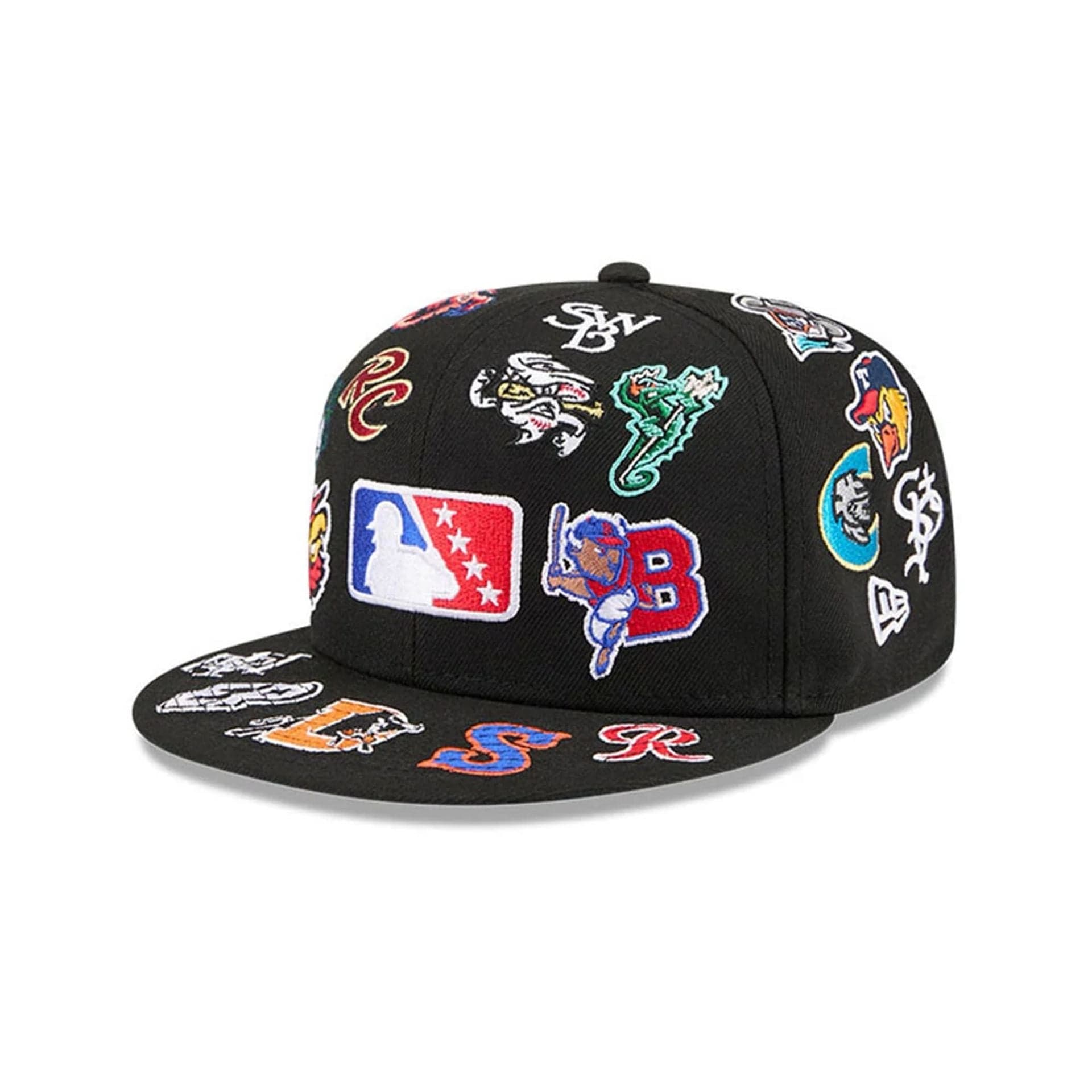 Pictured is this MiLB All Over 59FIFTY Fitted cap in black. 1