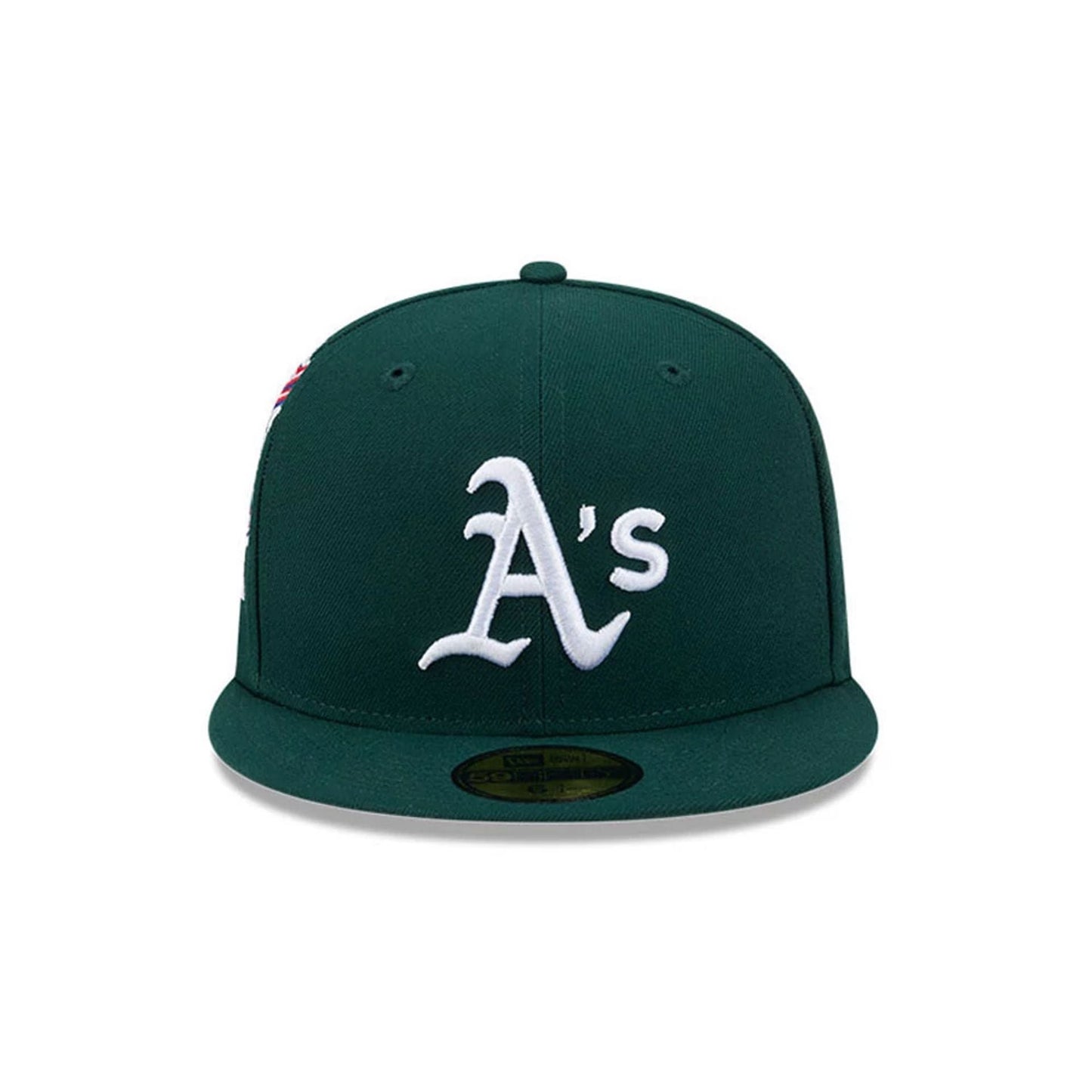 Pictured is this MLB Hidden Hit Athletics 59FIFTY Fitted cap in dark green. 3