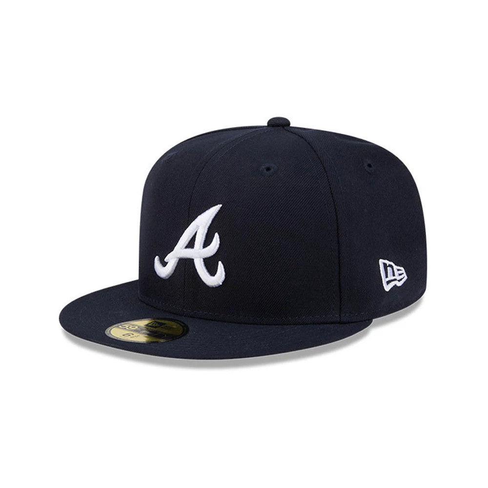 Pictured is this MLB Hidden Hit Atlanta Braves 59FIFTY Fitted cap in navy. 4