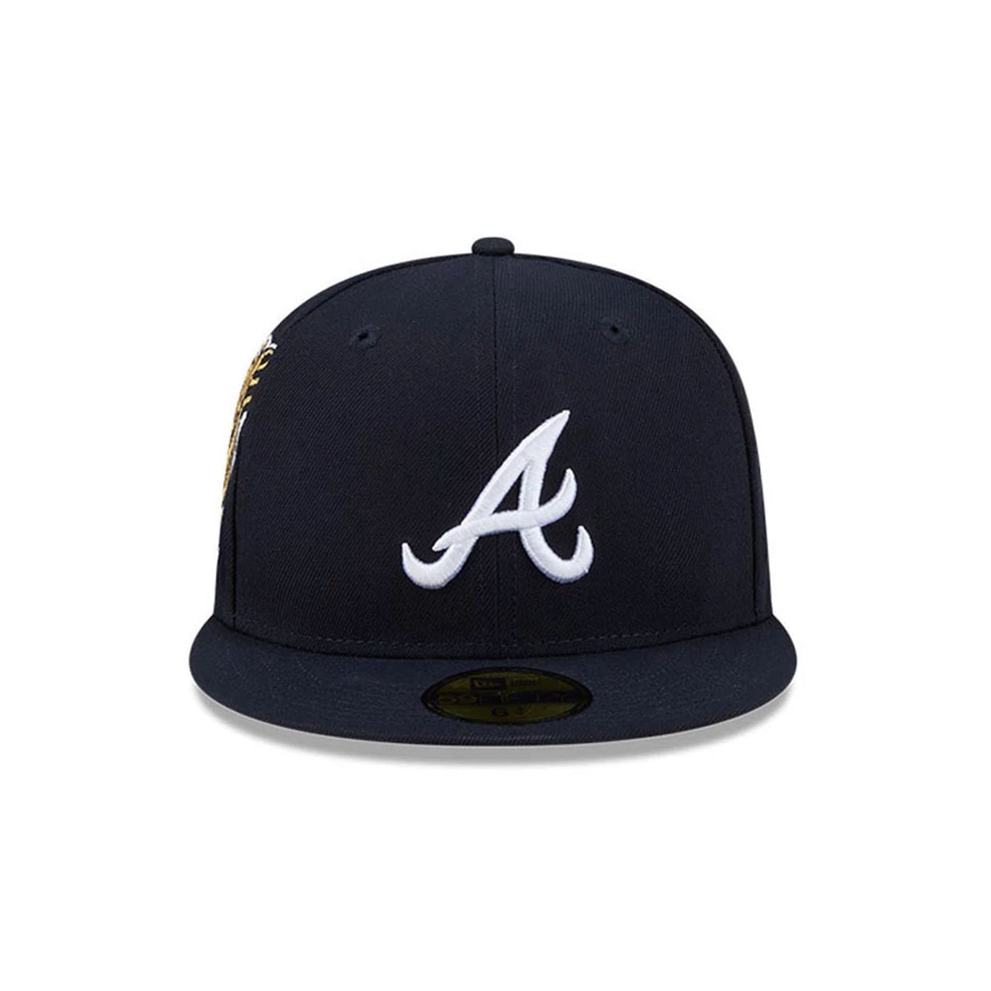 Pictured is this MLB Hidden Hit Atlanta Braves 59FIFTY Fitted cap in navy. 3