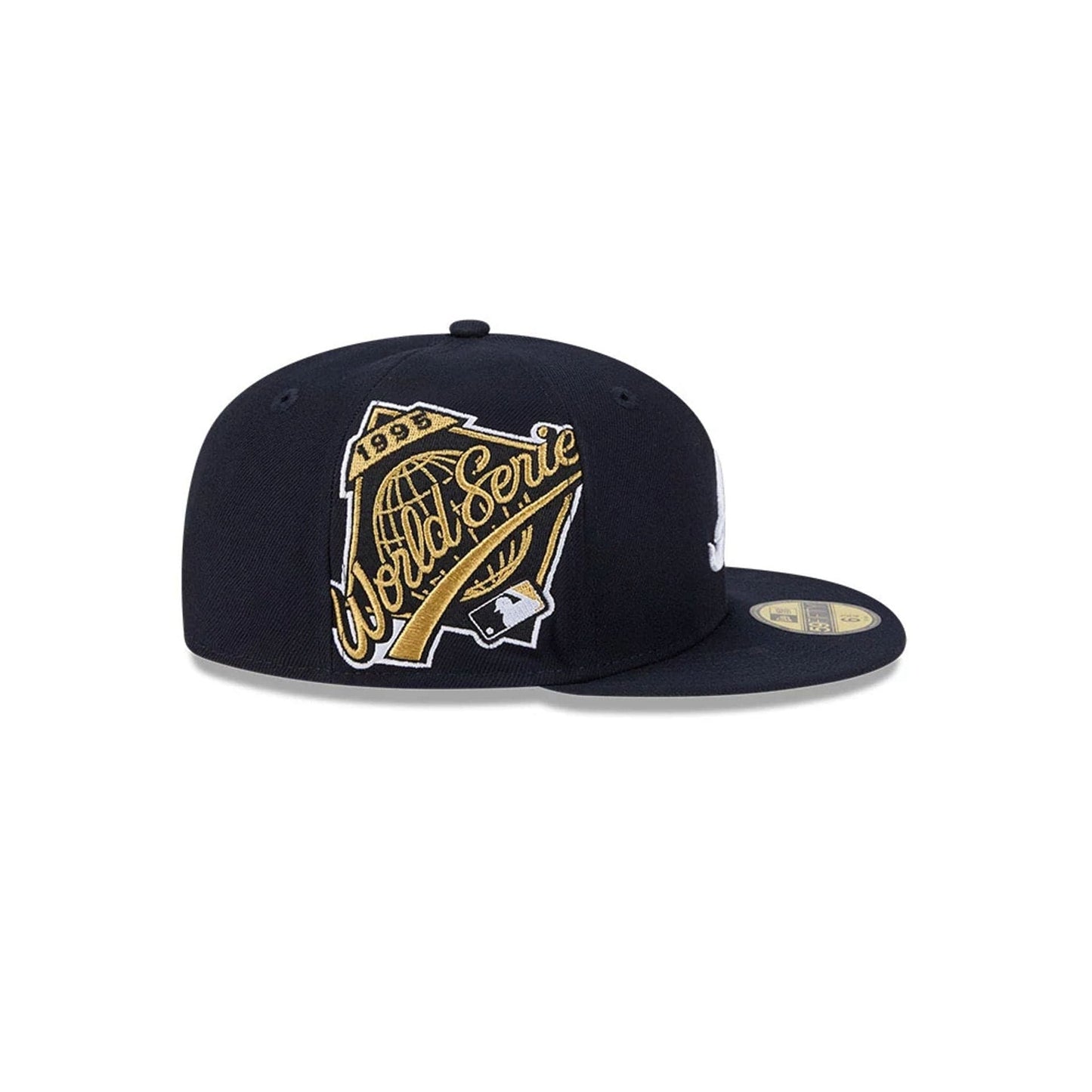 Pictured is this MLB Hidden Hit Atlanta Braves 59FIFTY Fitted cap in navy. 5