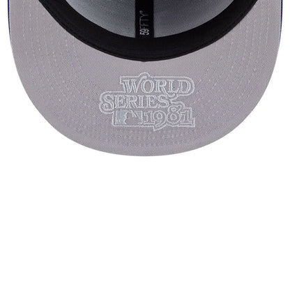 Pictured is this MLB Hidden Hit LA Dodgers 59FIFTY Fitted cap in dark blue. 2