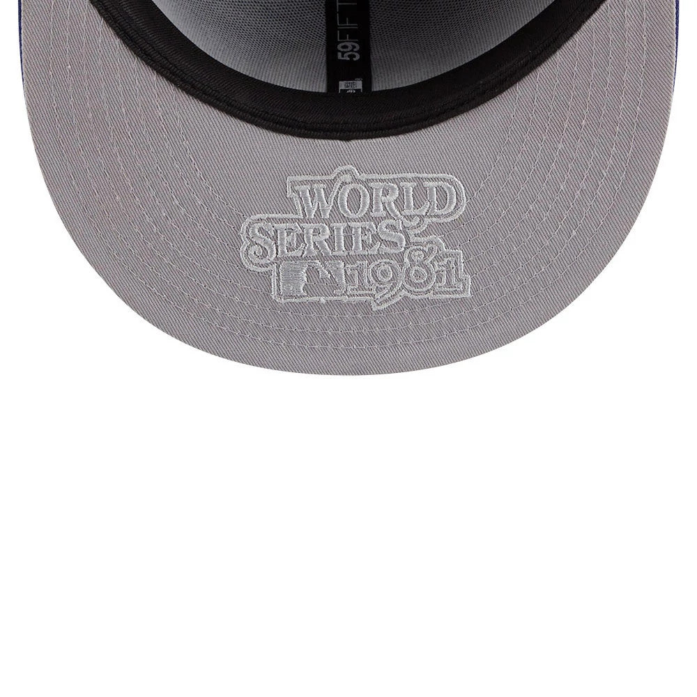 Pictured is this MLB Hidden Hit LA Dodgers Cooperstown 59FIFTY Fitted cap in dark blue. 2