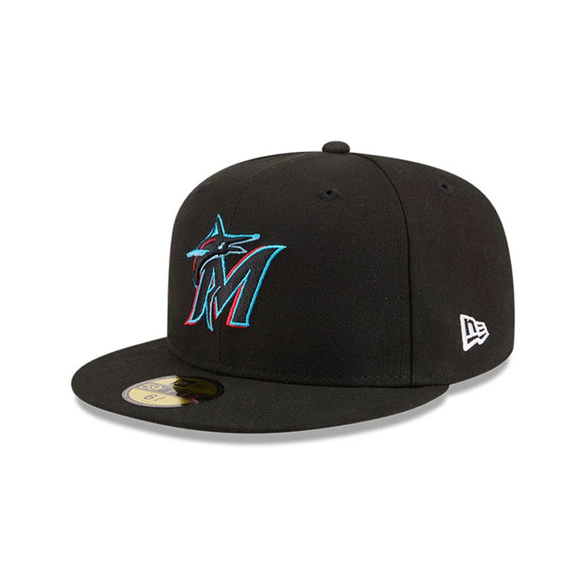 Pictured is this MLB Hidden Hit Miami Marlins 59FIFTY Fitted cap in black. 4
