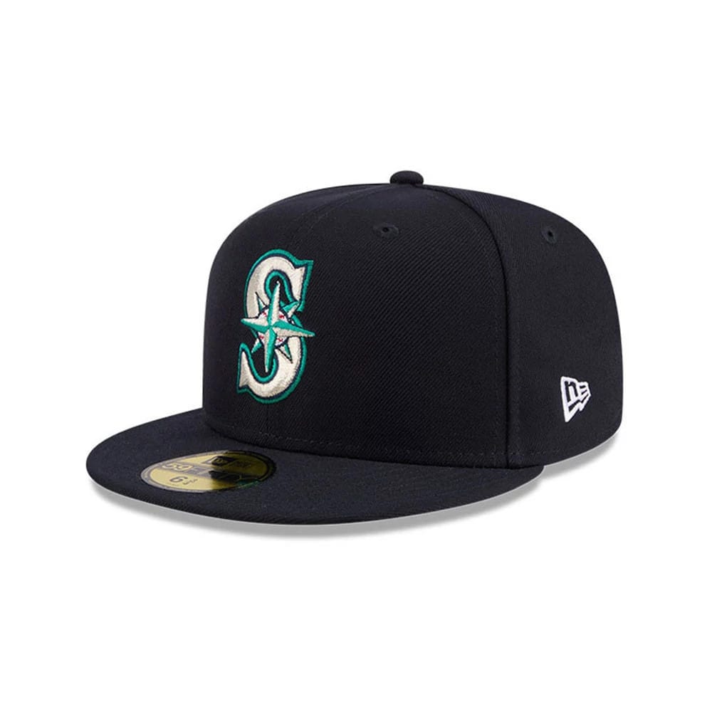 Pictured is this MLB Hidden Hit Seattle Mariners 59FIFTY Fitted cap in navy. 4