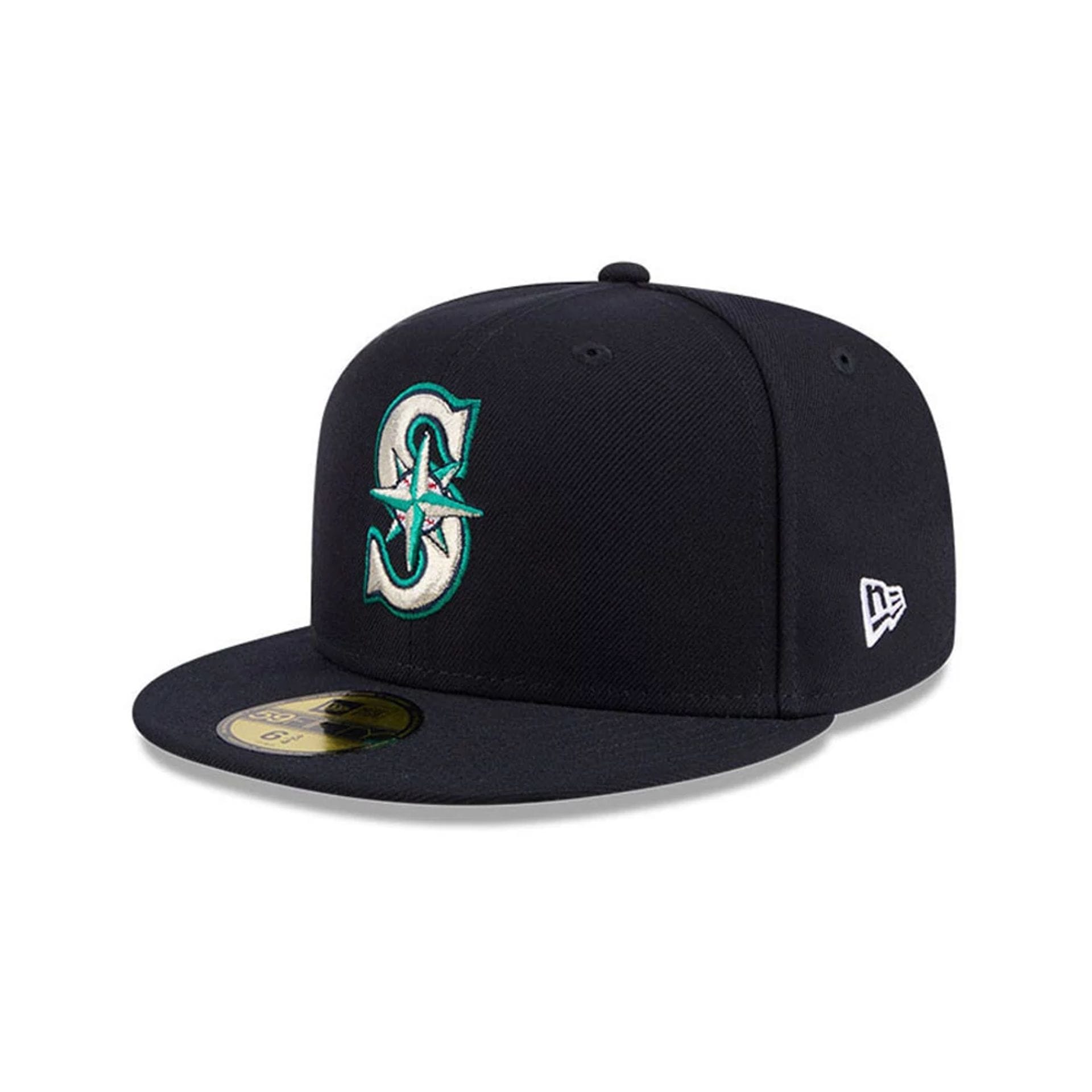 Pictured is this MLB Hidden Hit Seattle Mariners 59FIFTY Fitted cap in navy. 4