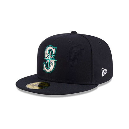 Pictured is this MLB Hidden Hit Seattle Mariners 59FIFTY Fitted cap in navy. 4