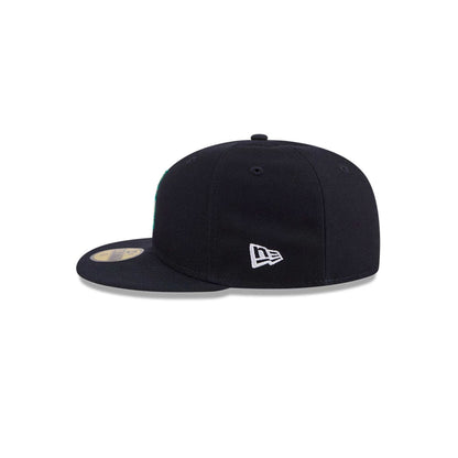 Pictured is this MLB Hidden Hit Seattle Mariners 59FIFTY Fitted cap in navy. 6