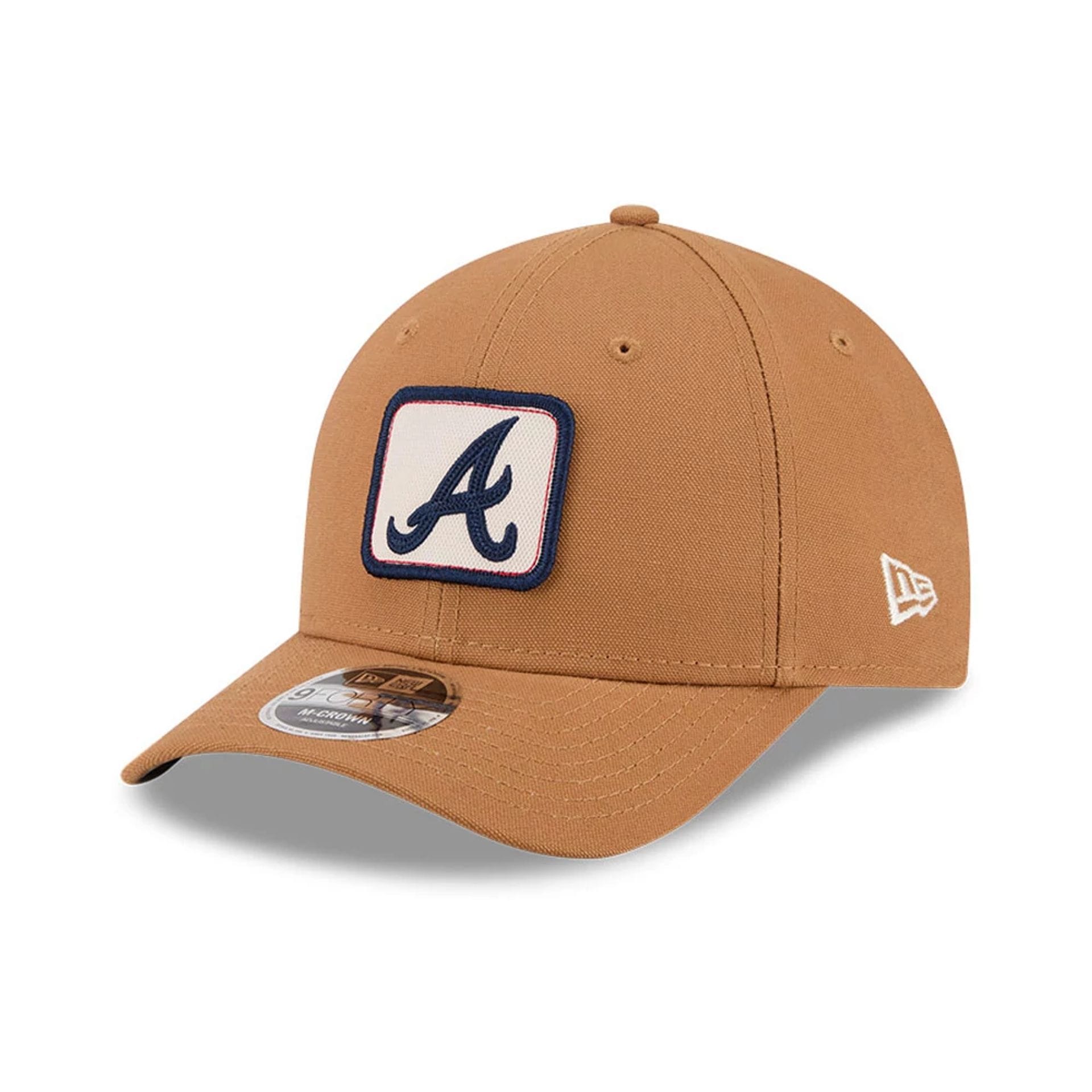 Pictured is this MLB Team Choice Atlanta Braves 9FORTY M-Crown cap in beige. 8