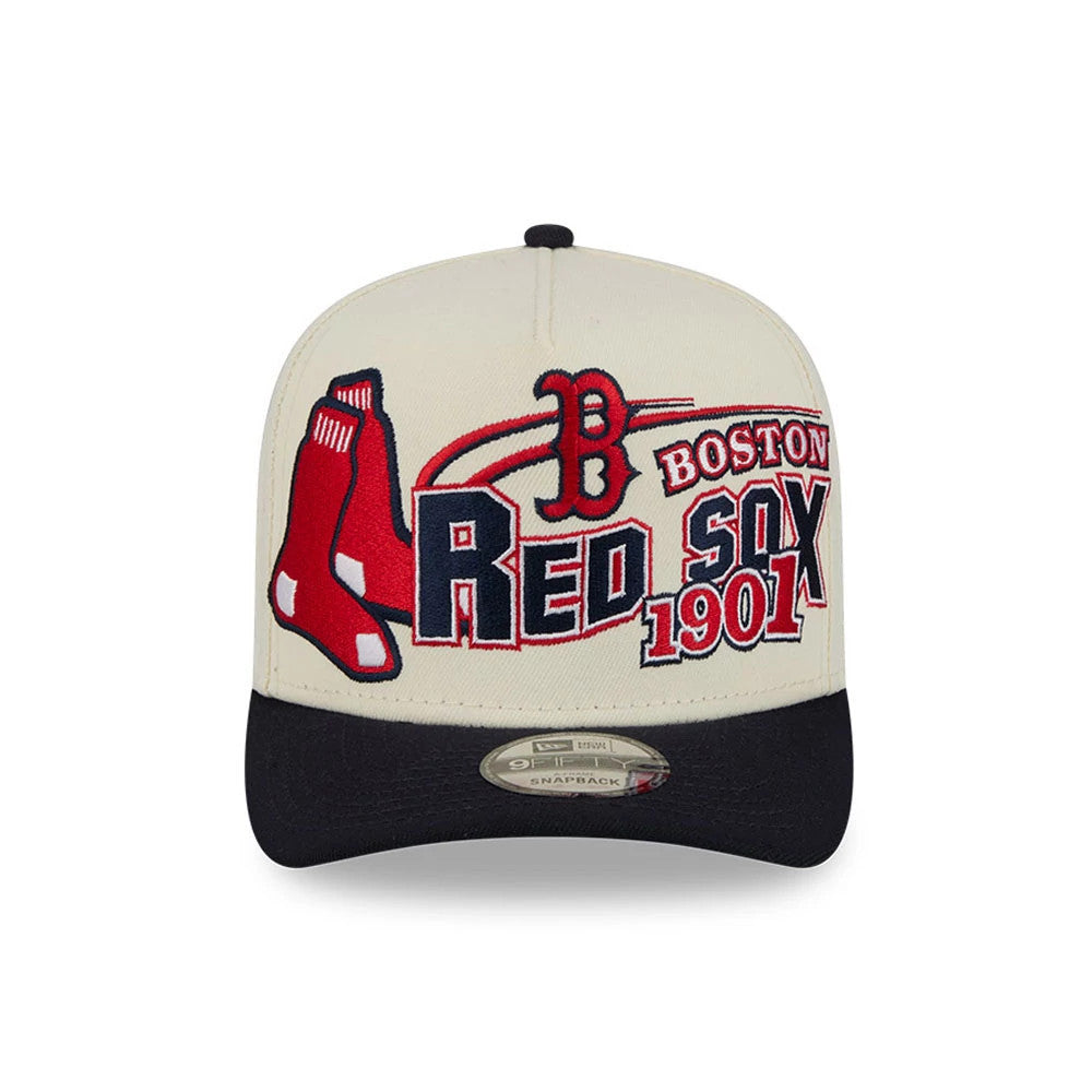 Pictured is this MLB Classic Boston Red Sox 9FIFTY A-Frame Snapback cap in Cream. 3
