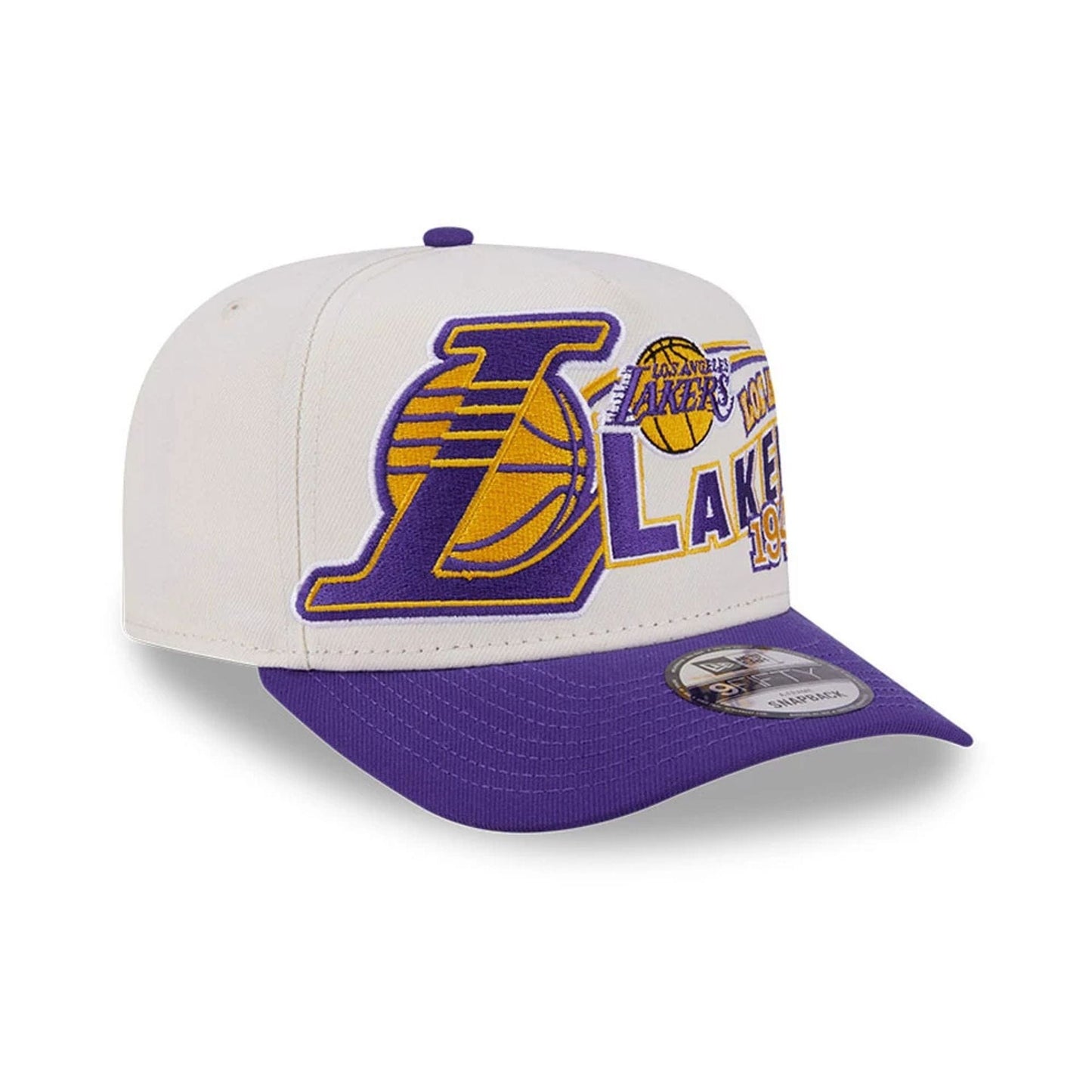 Pictured is this NBA Classic LA Lakers 9FIFTY A-Frame Snapback cap in White. 4