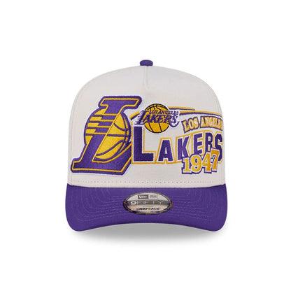 Pictured is this NBA Classic LA Lakers 9FIFTY A-Frame Snapback cap in White. 3