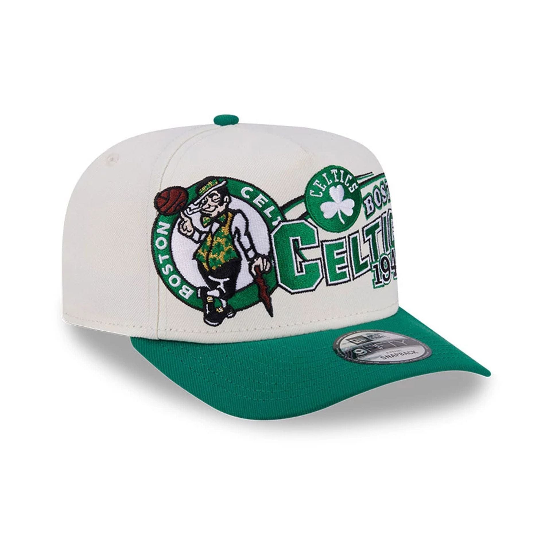 Pictured is this NBA Classic Boston Celtics 9FIFTY A-Frame Snapback cap in White. 4