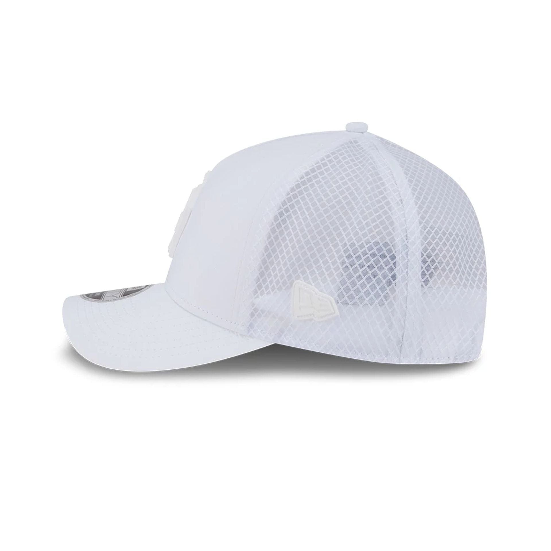 Pictured is this MLB Badged LA Dodgers 9FORTY M-Crown A-Frame Trucker cap in white. 5