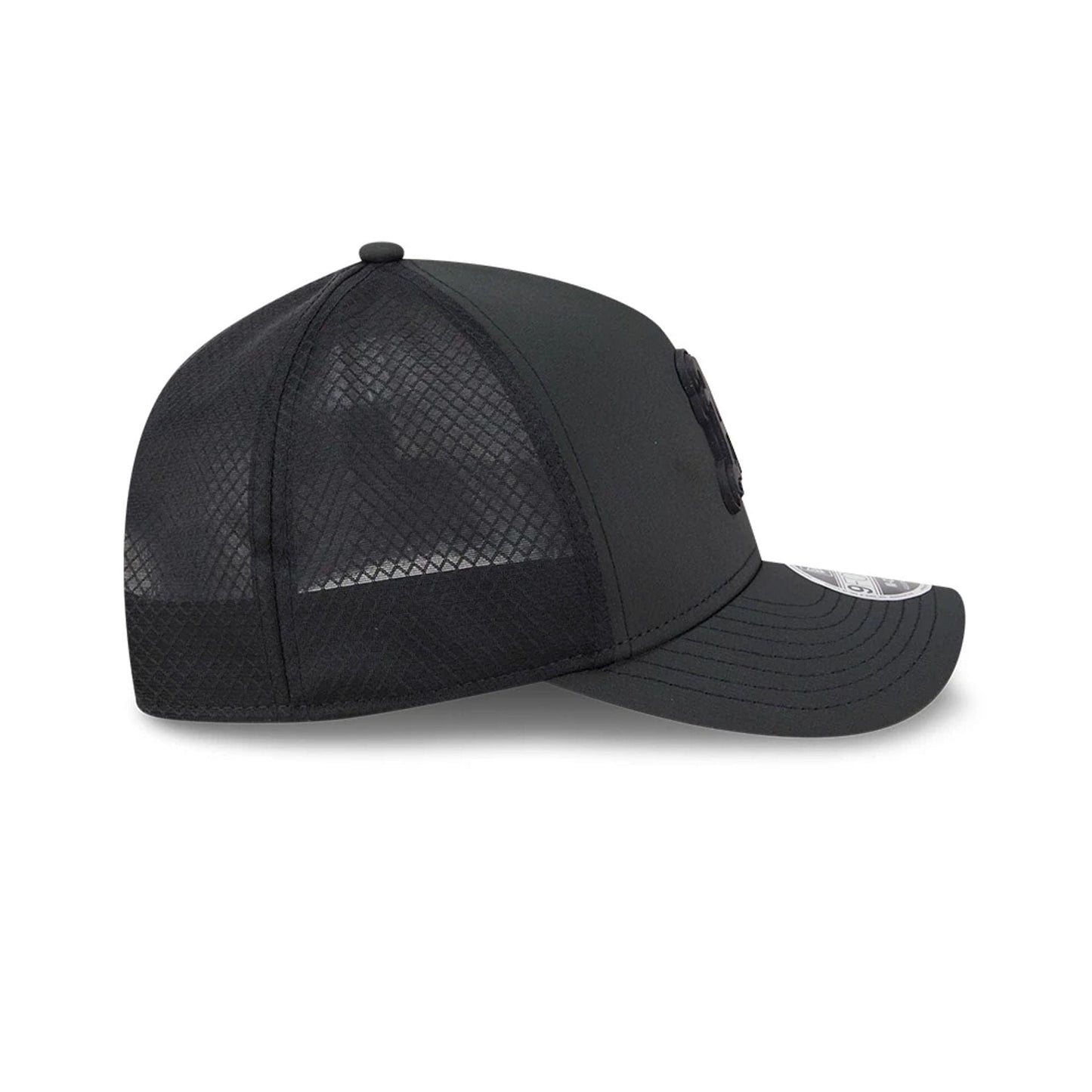 Pictured is this MLB Badged Athletics 9FORTY M-Crown A-Frame Trucker cap in black. 6