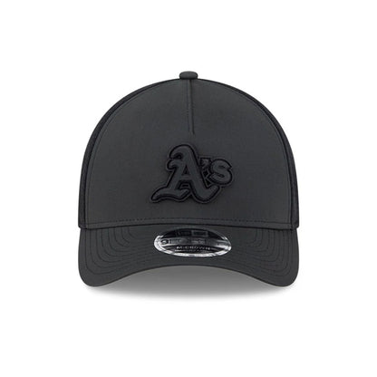 Pictured is this MLB Badged Athletics 9FORTY M-Crown A-Frame Trucker cap in black. 3