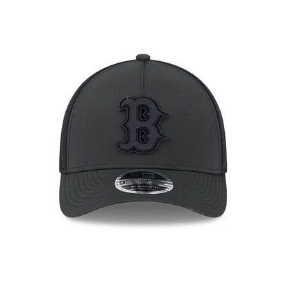Pictured is this MLB Badged Boston Red Sox 9FORTY M-Crown A-Frame Trucker cap in black. 3