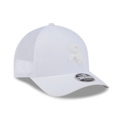 Pictured is this MLB Badged Chicago White Sox 9FORTY M-Crown A-Frame Trucker cap in white. 4