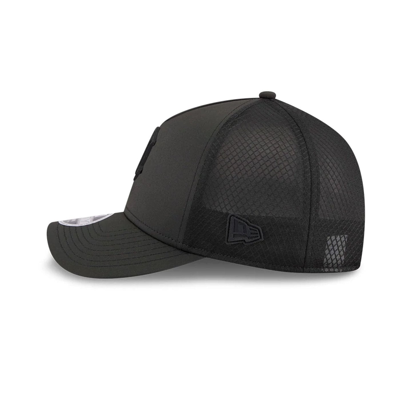 Pictured is this MLB Badged Detroit Tigers 9FORTY M-Crown A-Frame Trucker cap in black. 5