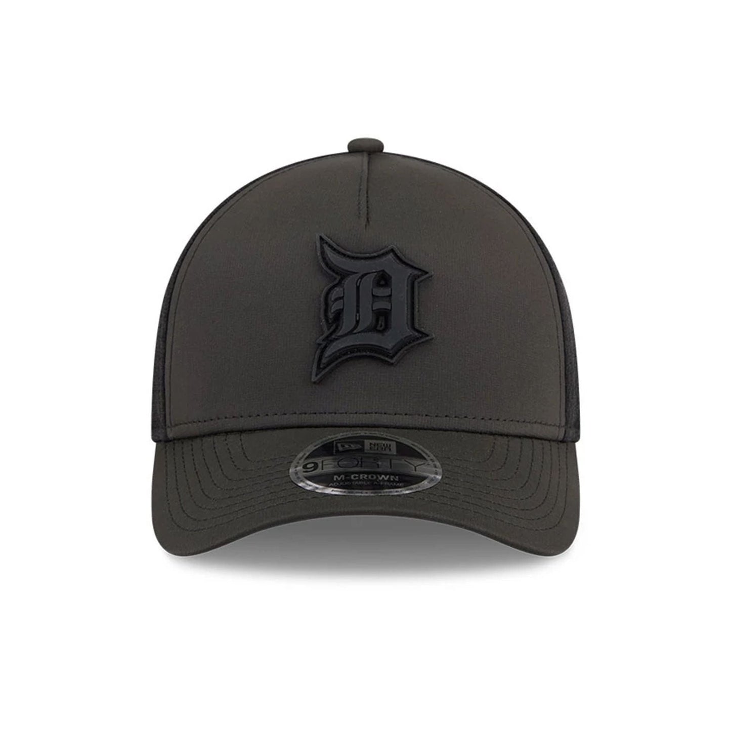 Pictured is this MLB Badged Detroit Tigers 9FORTY M-Crown A-Frame Trucker cap in black. 3