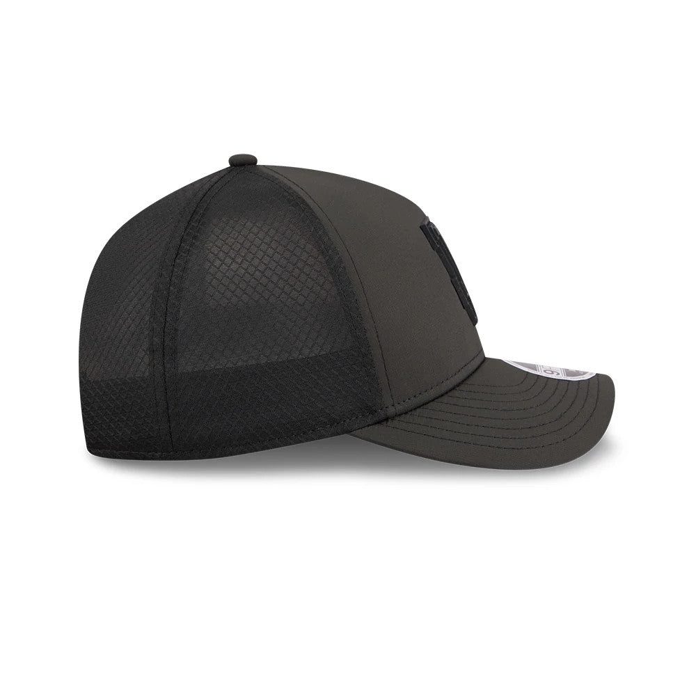 Pictured is this MLB Badged LA Dodgers 9FORTY M-Crown A-Frame Trucker cap in black. 6