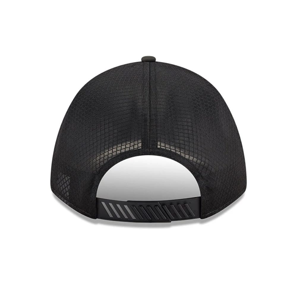 Pictured is this MLB Badged LA Dodgers 9FORTY M-Crown A-Frame Trucker cap in black. 2