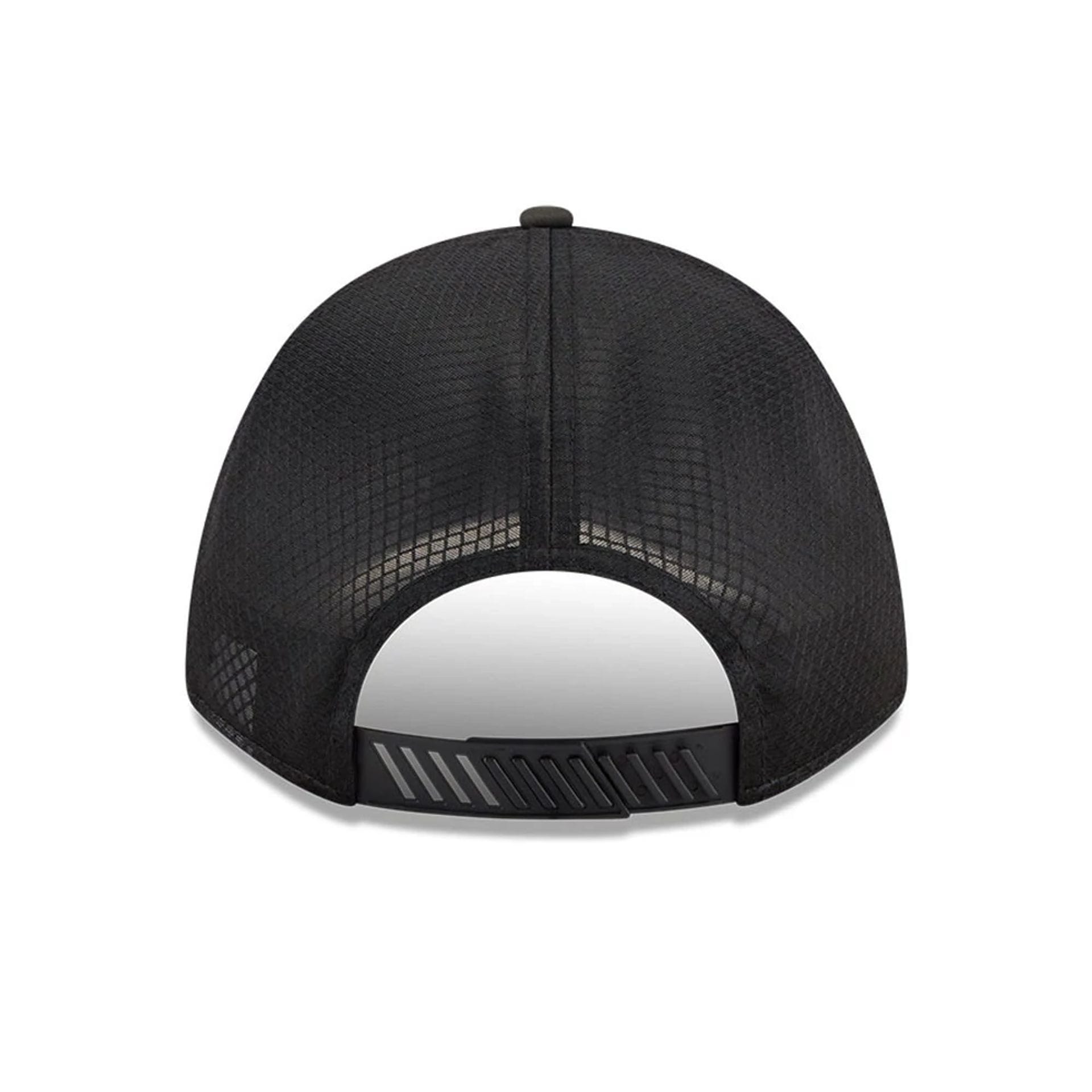 Pictured is this MLB Badged LA Dodgers 9FORTY M-Crown A-Frame Trucker cap in black. 2